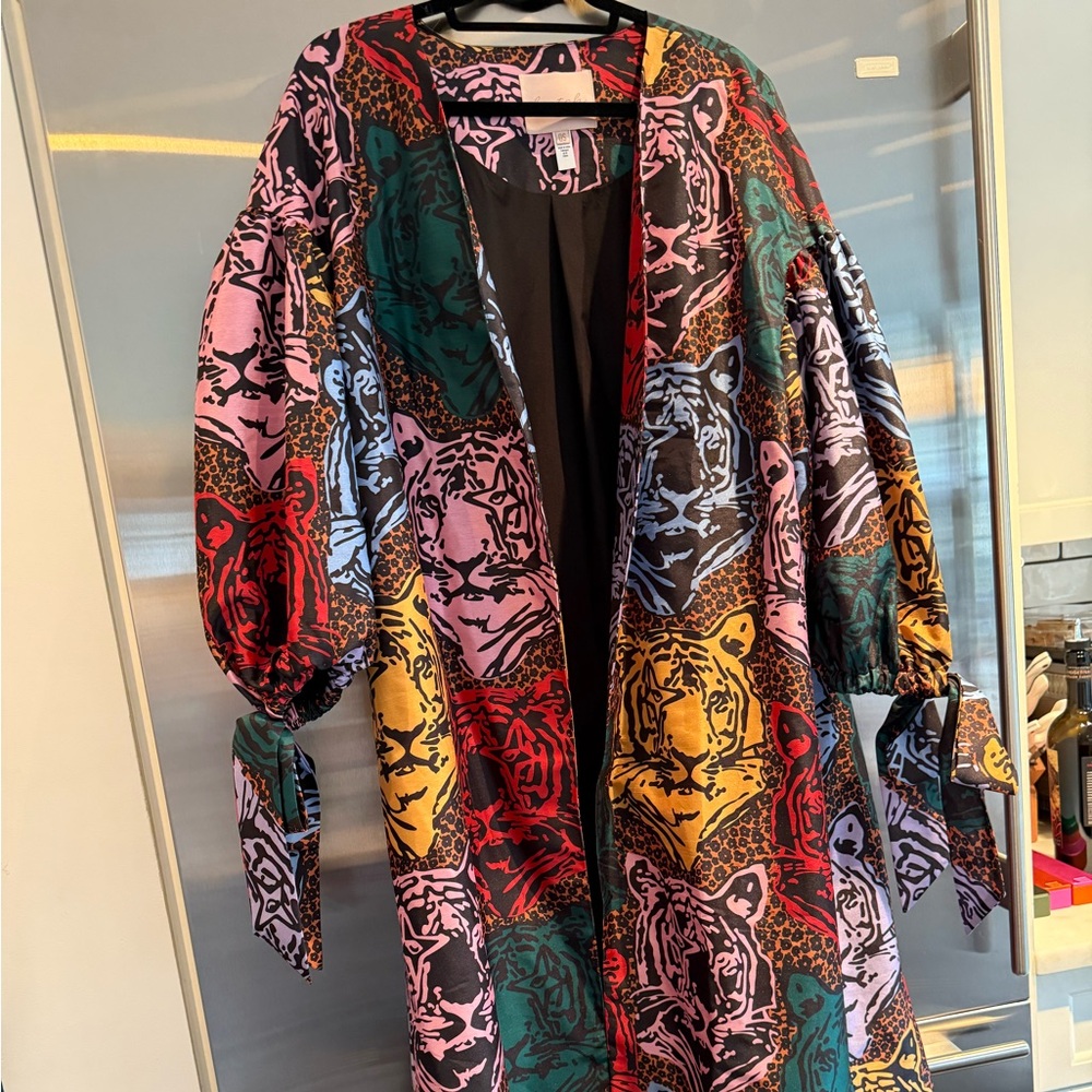 OS jacket with opera sleeve featuring multi-color lions Hutch from Anthropology